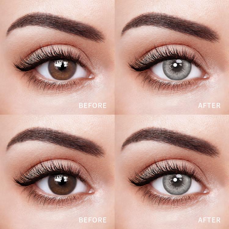 Comparison of the Effects Before and After Wearing Stormy L-Gray Colored Contact Lenses
